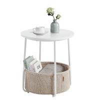 Mesa Auxiliar Redonda con Cesta de Tela - Espaciosa Mesa Lateral para Salón, Dormitorio o Mesita de Noche, Estilo Moderno, Disponible en Varios Colores - details 14