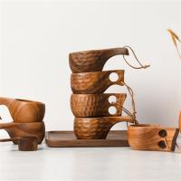 Tazas de té de madera, tazas de leche de madera de acacia, tazas de café, artículos para beber en la cocina, té - details 2