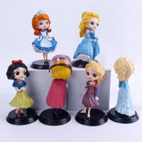 Disney Figuras De Acción De Princesa Kawaii Q 6-8Pcs Snow White Ariel Belle Rapunzel Para Niñas Juguete Modelo De Hielo Y Fuego - details 8