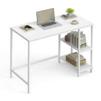 Escritorio Industrial con 2 Estantes Ajustables - Mesa de Trabajo para Oficina o Salón, Estructura de Acero, Marrón Rústico y Negro Tinta - details 0