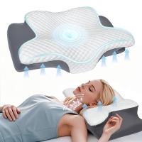 Almohada De Memoria Espuma Ergonómica Para El Cuello Alivio Del Dolor De Cuello Soporte Para Durmientes De Lado Y Espalda Regalo De Ropa De Cama Gris - details 0