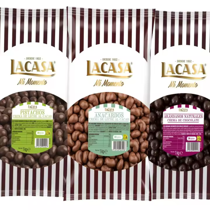 Lacasa Pack 3kg de bolas: Anacardo leche,Arándanos con chocolate Negro,Pistachos con chocolate Leche - 1