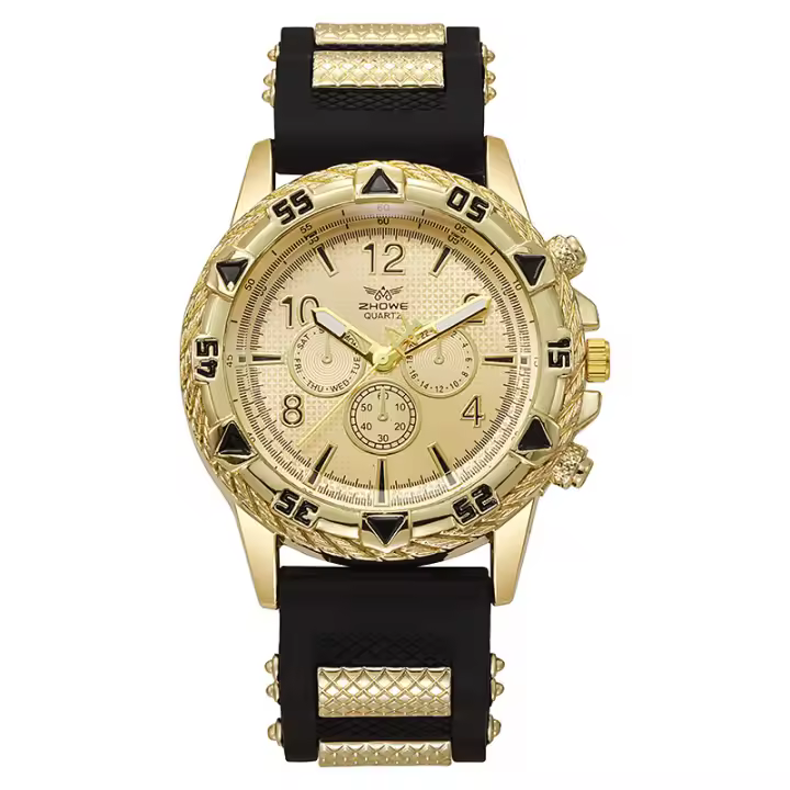 Reloj De Moda Para Hombre Con Correa De Silicona Casual Reloj De Pulsera Cuarzo Deportivo Con Marcadores Numerales Arábicos - 1