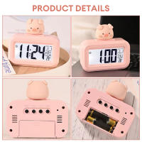 Reloj De Alarma Digital LED Con Pantalla Retroiluminada Función Snooze Calendario Y Temperatura Para Oficina Y Hogar - details 18