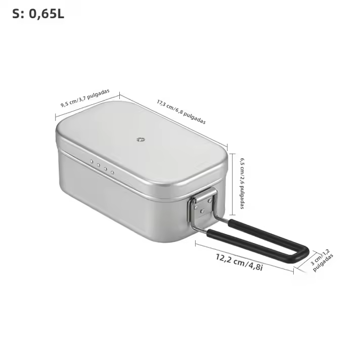 Caja De Almuerzo Campingmoon Plegable De Aluminio 650ml / 1300ml Con Mango Para Camping Picnic Contenedor Bento De Acampar - 1