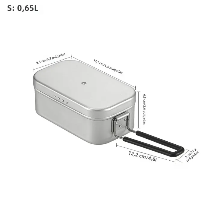 Caja De Almuerzo Campingmoon Plegable De Aluminio 650ml / 1300ml Con Mango Para Camping Picnic Contenedor Bento De Acampar - 1