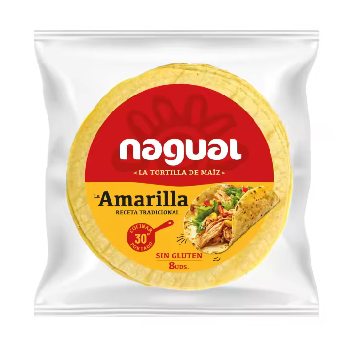 Tortillas de Maíz Amarillo Nagual 8 Unidades - 200g - 8uX25g - Sin Gluten - Desayuno - 1