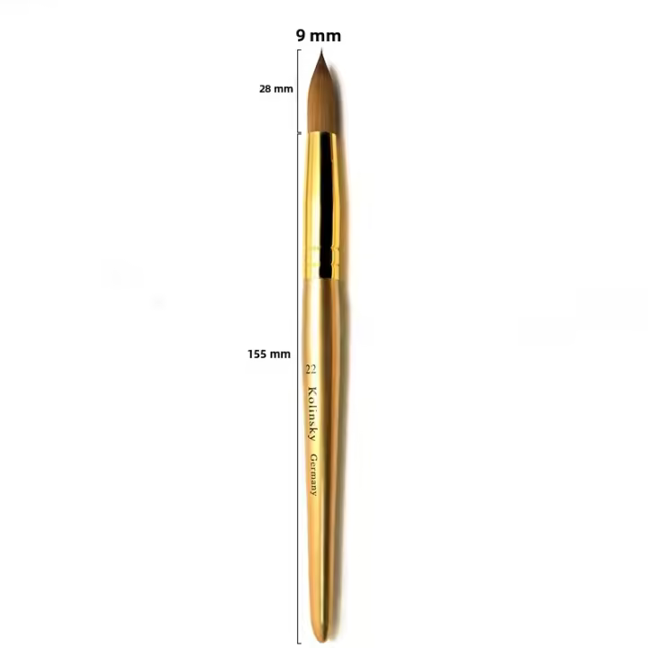 Cepillo De Uñas De Acrílico Kolinsky Con Mango Dorado Herramientas De Extensión De Uñas UV Gel Tamaño 8-22 Para Principiantes - 1
