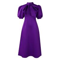 Vestido Elegante De Fiesta Para Mujer 2024 Con Cuello Con Lazo Manga Corta Cintura Alta A-Line Plisado Hasta El Tobillo Vestido De Cumpleaños - details 67