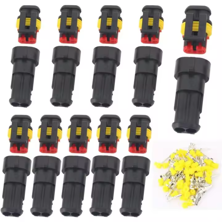 Conector impermeable de 12 V, conector eléctrico impermeable, enchufe macho y terminales de enchufe hembra de 1,5 mm, conector de cable eléctrico impermeable para motocicleta, automóvil, camión (2 pines, 10 piezas) - 1