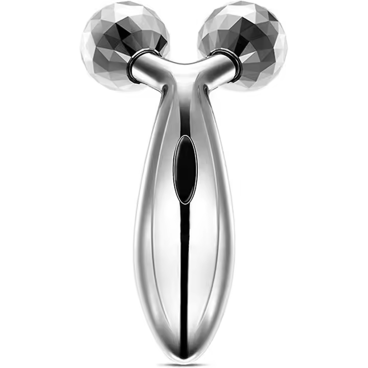 Masaje Facial with Rodillo PARA EL Cuerpo - Modelo 3D - Estiramiento Facial en Forma de Y - Masaje Reafirmante - Masajeador Facial Corporal - Plata - 1