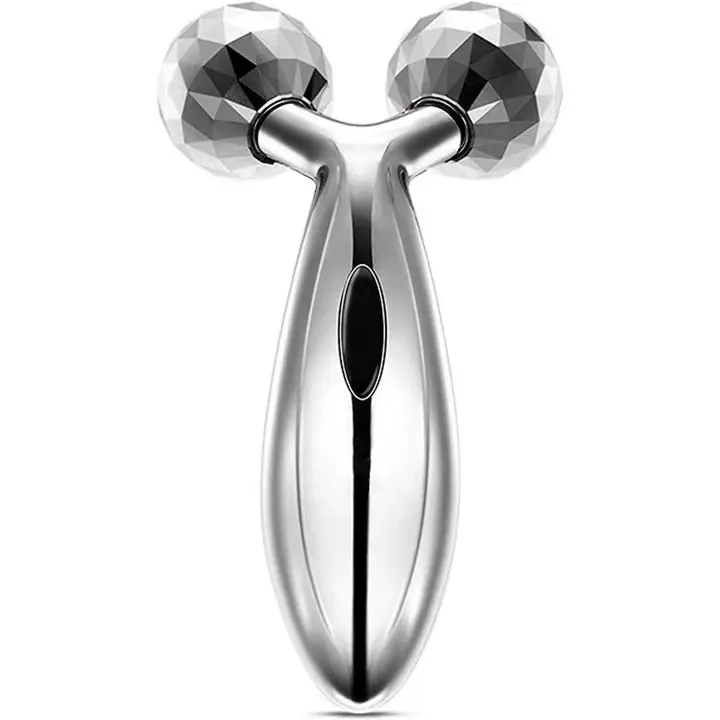Masajeador Facial con Rodillo para el Cuerpo - Modelo 3D - Estiramiento Facial en Forma de Y - Masaje Reafirmante - Masajeador Facial Corporal - Plata - 1