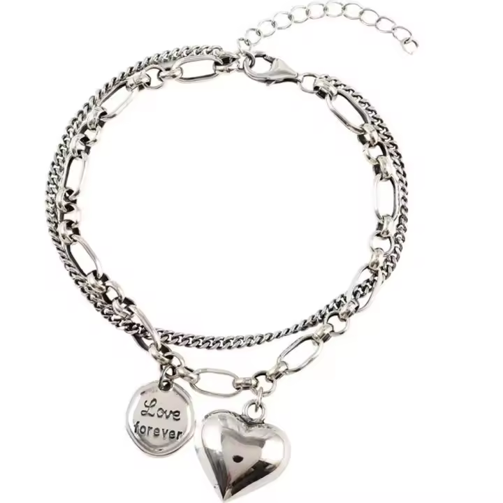 Pulsera Bohemia Corazón con cuentos para mujer moda multi capa cadena conjunto encantos pulsera de moda para fiesta y calle - 1