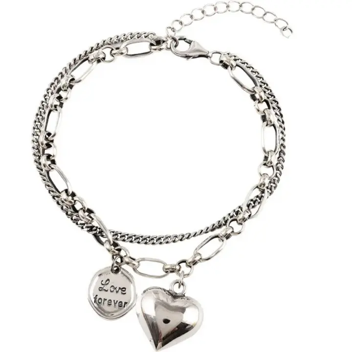 Pulsera Bohemia Corazón con cuentos para mujer moda multi capa cadena conjunto encantos pulsera de moda para fiesta y calle - 1