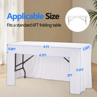 Cubierta De Mesa Elástica 1PCS Tamaño 6Ft En Colores Blanco Y Negro Falda De Mesa Rectangular De Spandex Para Bodas Banquetes Y Fiestas - details 0
