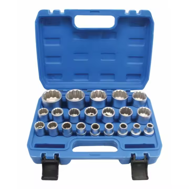 JUEGO LLAVE DE VASOS 12 CARAS PARA CARRACA 1/2" 8 MM A 36 MM 21 PIEZAS - 1