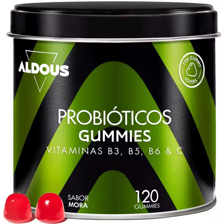 Probióticos con Vitaminas en gominolas Aldous |120 gummies sabor natural a mora - 1