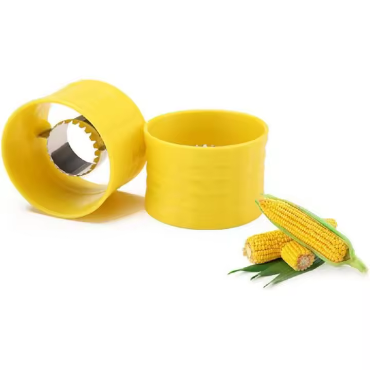 Mini pelador circular de maíz portátil manual de 2 piezas, trillador de maíz amarillo de acero inoxidable, herramientas para verduras para el hogar - 1