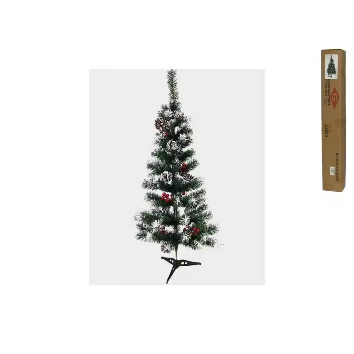 Árbol de Navidad con piñas y Bayas, Pino Artificial Verde con Puntas Blancas, Adornos para Navidad, árbol de Navidad artificial de abeto de alta calidad de para el hogar, oficina, decoración de fiesta, fácil montar, 90cm, 120cm, 150cm, 180cm, 210cm - 1