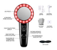 Masajeador Corporal Y Facial 6 En 1 EMS Ultrasonido Cavitation Galvanico Terapia Infrarroja Herramientas De Cuidado De La Piel Para Lifting Facial - details 9