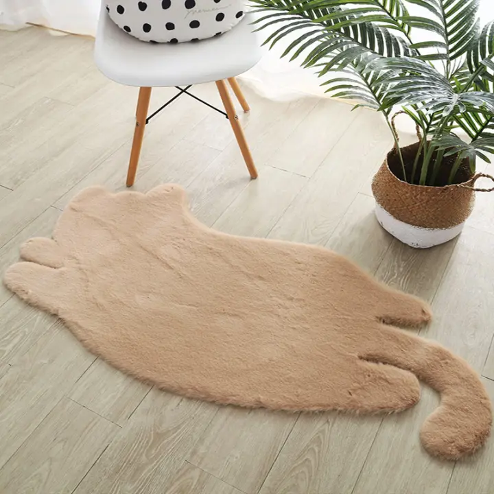 Carpetas De Peluche Imitación De Conejo Para Sala De Estar Habitación De Niños Estudio Restaurante Mesa De Café Alfombra Sencilla Gato Acostado 100% Acrílico - 1