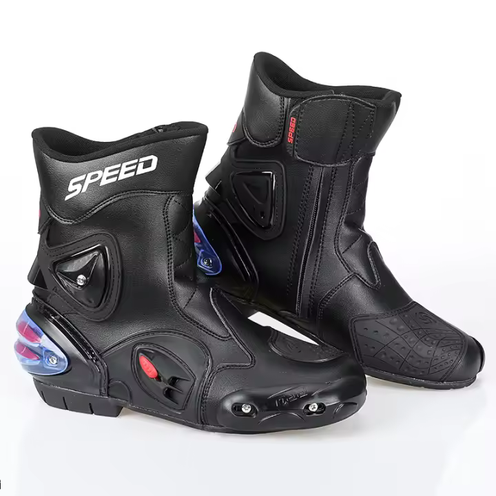 Botas De Motocicleta Para Hombre Y Mujer Microfibra Cuero Anticolisión Protección De Tornillo Moto Racing Botas Cortas A004 - 1