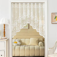 Cortinas Blancas De Encaje Transparente Con Flores Para Cocina Y Ventanas Pequeñas Con Ojo De Banda Para Decoración Del Hogar - details 0