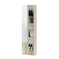 Meimon Zapatero 1 puerta con espejo, capacidad para 16 pares de zapatos, estructura de tablero melaminizado E1, cantos en PVC, bisagras metálicas, varillas de aluminio extraíbles, tirador metálico cromado, cierre con imán, y fijación a pared incluida - details 2