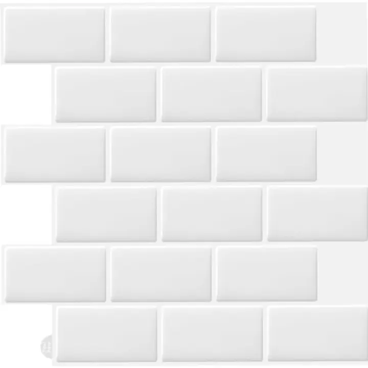 10 pegatinas adhesivas blancas para azulejos de pared 3d para cocina y baño (30,5 x 30,5 cm) - 1