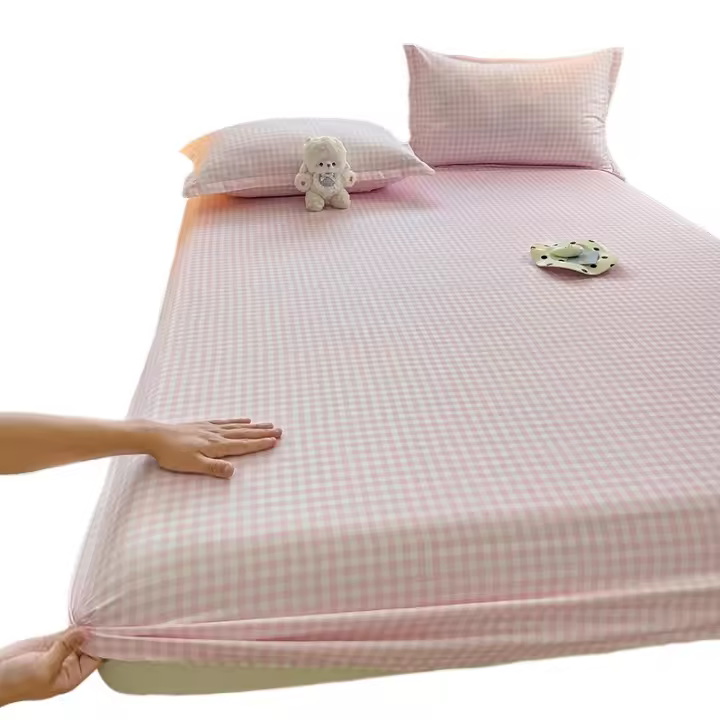 Sábana Ajustable Estilo Cuadros Skin-friendly Para Habitación De Niñas Y Niños Sábana De Cama Elástica De Poliéster 300TC Sin Almohadilla - 1
