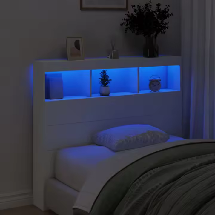 vidaXL Cabecero de cama con LED blanco 120x17x102 cm - 1