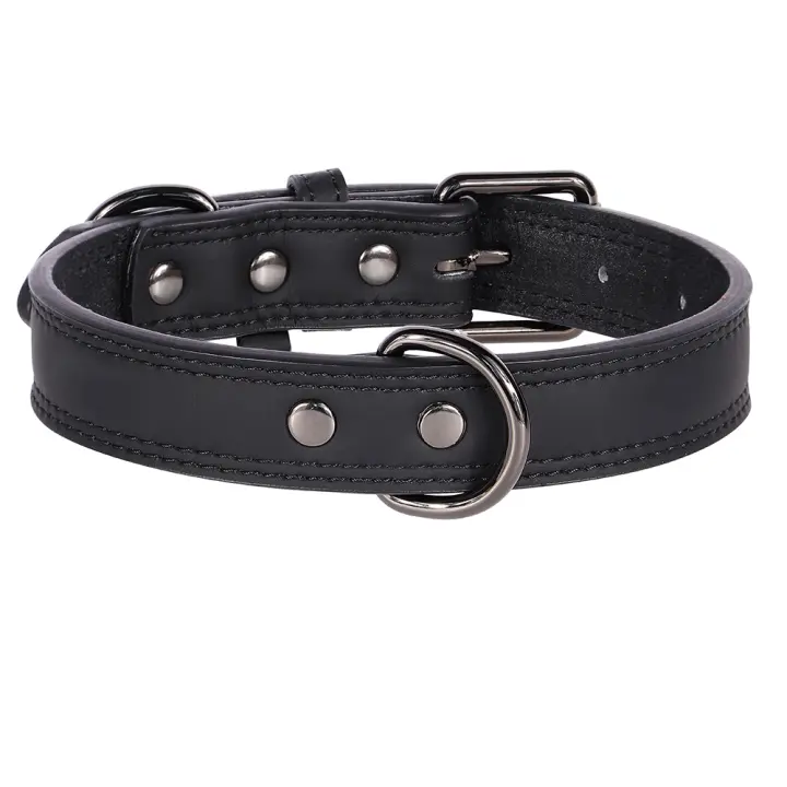 Collar De Cuero Suave Ajustable Para Perros PU Para Pequeños Medianos Y Grandes Raza Pitbull En Rosa Tamaños S-XL - 1
