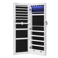 Espejo joyero colgante con luz led, montaje en pared o puerta, cuerpo entero, iluminación interior, regalo elegante en color blanco, 37x9,3x108 cm - details 0