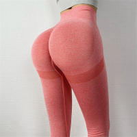 Leggings De Yoga Para Mujer Con Cintura Alta Elástica Y Sin Costuras Secado Rápido Pantalones De Gimnasio Slim Push up Para Correr Y Ejercitarse Color Sólido - details 11