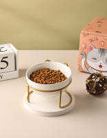 Tazón De Cerámica Para Gatos Y Perros 500ML Con Soporte Elevado Alimentos Y Agua Dispensador Accesorios Para Gatos Tazón Doble De Forma Redonda - details 2