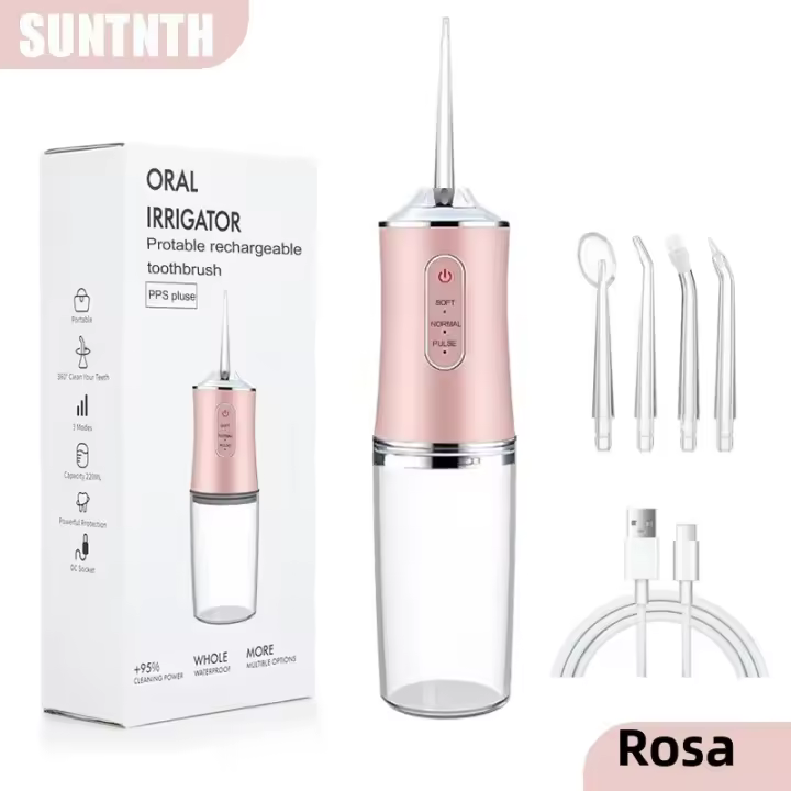Irrigador Oral Dental Water Flosser Con 4 Boquillas Y 3 Modos De Recarga USB Tanque De 220ml Máquina De Limpieza Dental - 1