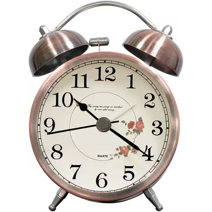 Despertador Analogico Silencioso Sin Tictac, Reloj Despertador Vintage Retro con Luz, 3" Alarma Despertador de Doble Campana Fuerte Sonido oo4 - 1