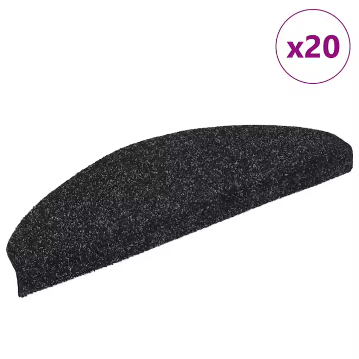 vidaXL Alfombrilla autoadhesiva escalera 20 uds negro 65x21x4 cm - 1