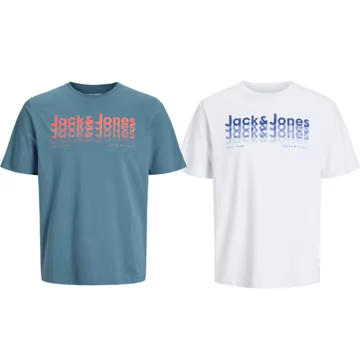 Jack & Jones NEW25 Hombre Pack 2 Camisetas de Algodón de 160 grs Diseño Jaspeado Mod JJTEX SS CREW NECK Logo de la marca Moda Casual informal REF 2693335 - 1