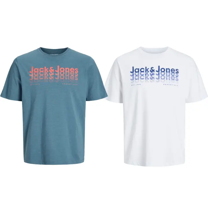 Jack & Jones NEW25 Hombre Pack 2 Camisetas de Algodón de 160 grs Diseño Jaspeado Mod JJTEX SS CREW NECK Logo de la marca Moda Casual informal REF 2693335 - 1