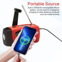 Radio De Emergencia Recargable 2000 mAh Con Luces LED Y Carga USB Solar Radio FM/AM Portátil Para Exteriores Y Viajes - details 12