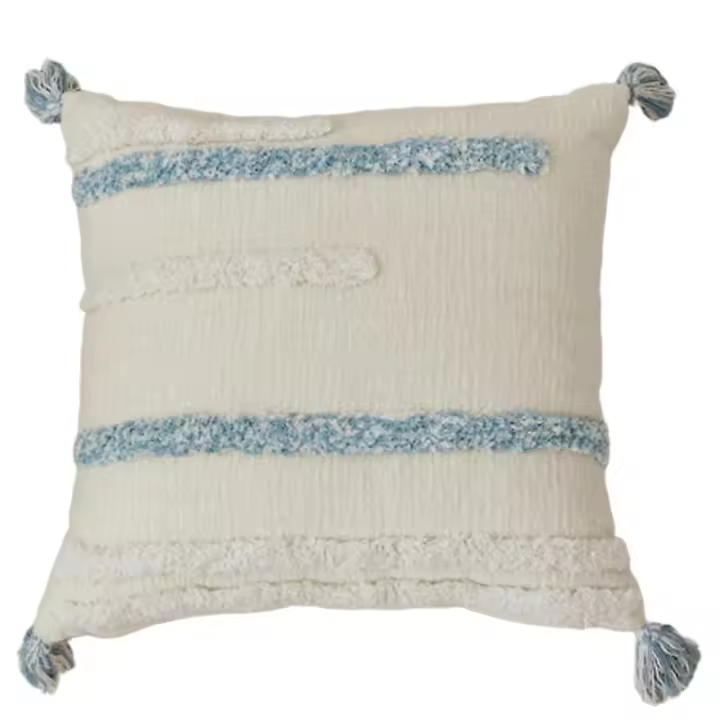 Bordado funda de cojín geométrico lona algodón cuadrado almohada cubierta con borlas 45x45cm decorativ - 1
