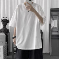 Camiseta De Algodón Para Hombre Estilo Coreano Hip-hop Casual Clásica De Verano Manga Corta Sólida En Negro Y Blanco - details 2