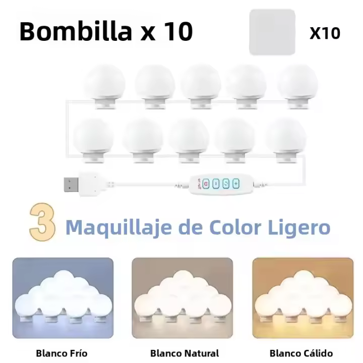 Lámpara De Espejo De Maquillaje LED Desmontable Profesional Luz De Cosméticos USB Para Vestíbulo De Hollywood Iluminación De Mesa De Vestir - 1