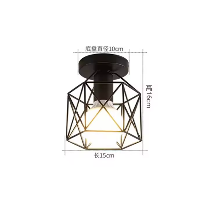 Luz De Techo De Hierro Minimalista Nórdica Retro Para Balcón Cocina Pasillo Entrada Pequeña Luz De Techo Sin Montaje Incluido - 1