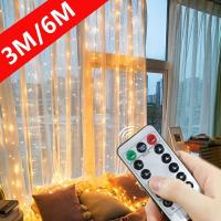 Luces De Encaje LED Para Cortinas 3/4/6m Control Remoto USB Decoración Navideña Para Dormitorio Y Hogar Cadena De Luces Festivas - details 2