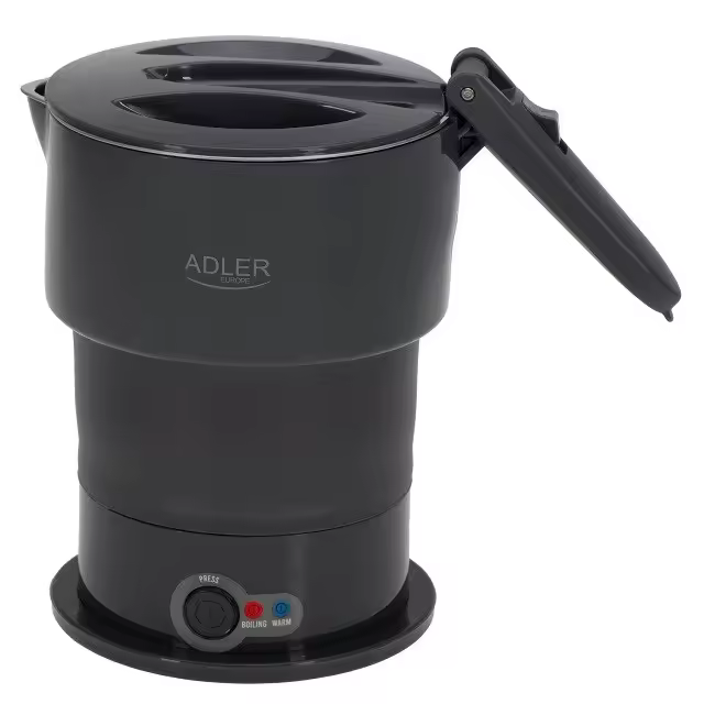Adler Hervidor de Viaje Eléctrico AD 1377, 2 Modos de Calentamiento, Portátil con Bolsa de Transporte, Acero Inoxidable, Capacidad Máxima de 0,6 L, Negro - 1