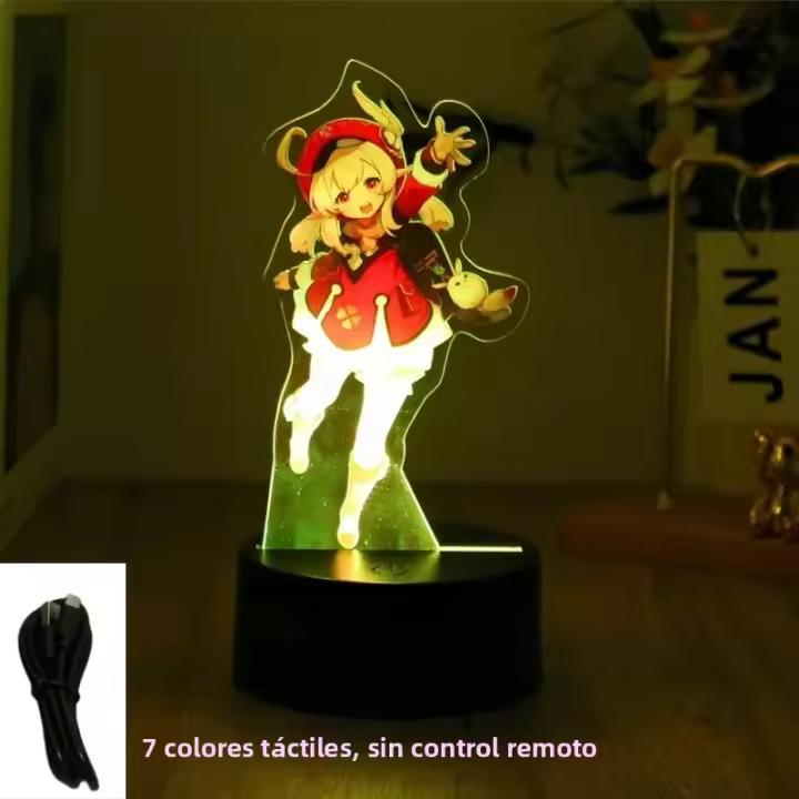 Lámpara 3D Genshin Impact Luz Nocturna LED Figuras Anime Zhongli Raiden Shogun Control Remoto RGB Colores De Sueño Decoración Para Habitación De Niños Regalos Para El Hogar - 1