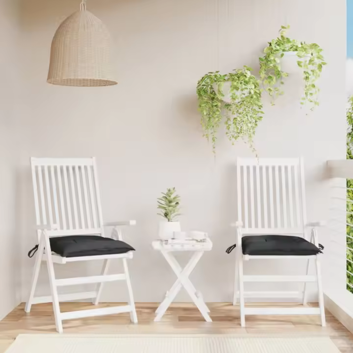 vidaXL Cojines de silla de jardín 2 uds tela Oxford negro 40x40x7 cm - 1