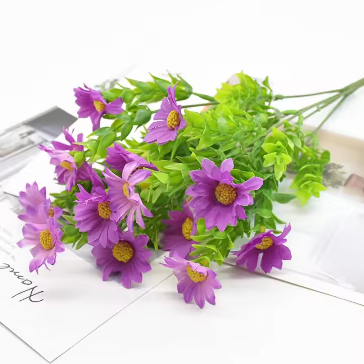 1pc/5pcs Arreglo De Flores Artificiales En Estilo Margarita Para Decoración De Hogar Accesorios De Jarrones Para Bodas Y Fotografía Propiedades Falsas De Plantas - 1